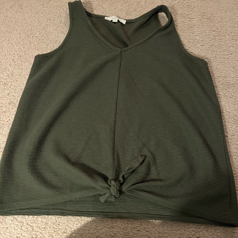 LOFT Dark Green Textured Knit Top